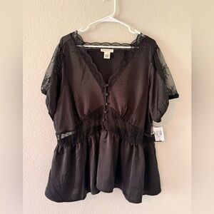 torrid FESTI Black Lace Button-Down Top